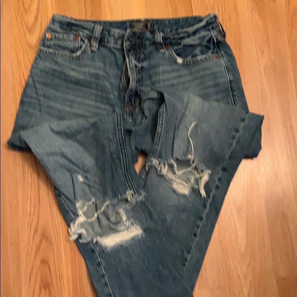 Distressed mom jeans